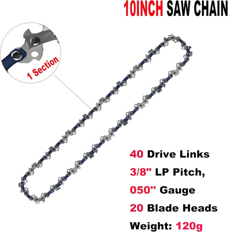 CaeyBrye 10 Inch Chainsaw Chain Replacement- 3 Chains for 10 Inch Mini Chainsaw with 40 Drive Links, Compatible with Cordless Electric Battery Powered Handheld Chainsaws - Image 3